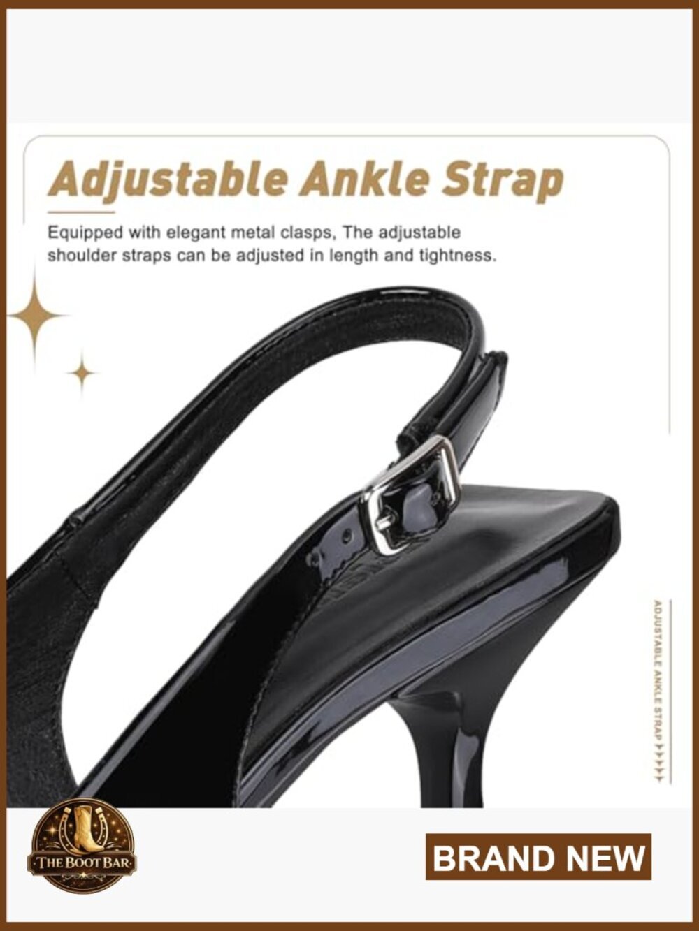 Closed Toe Slingback Kitten Heel Pumps with Adjustable Buckle Strap - Picture 4 of 7